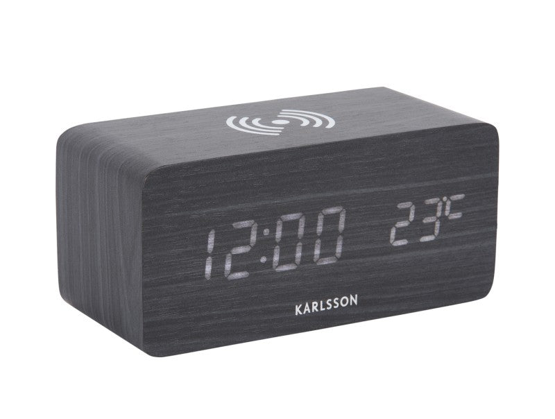Réveil LED Block Chargeur à induction gris