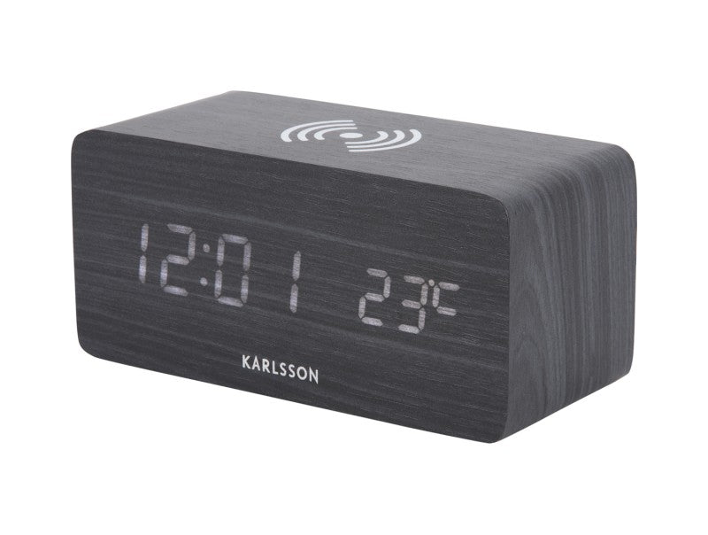Réveil LED Block Chargeur à induction gris