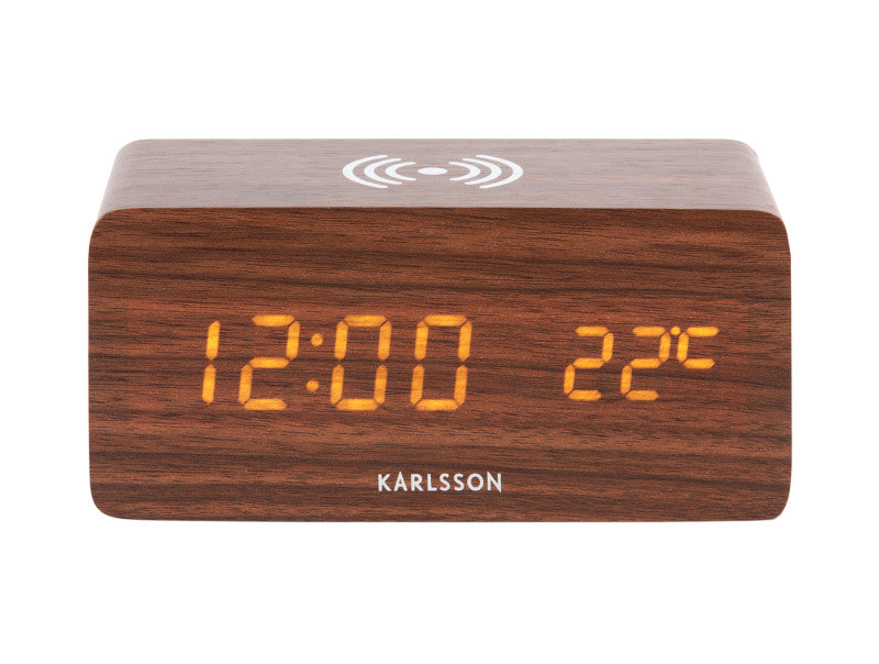 Réveil LED Block Chargeur à induction Dark Wood