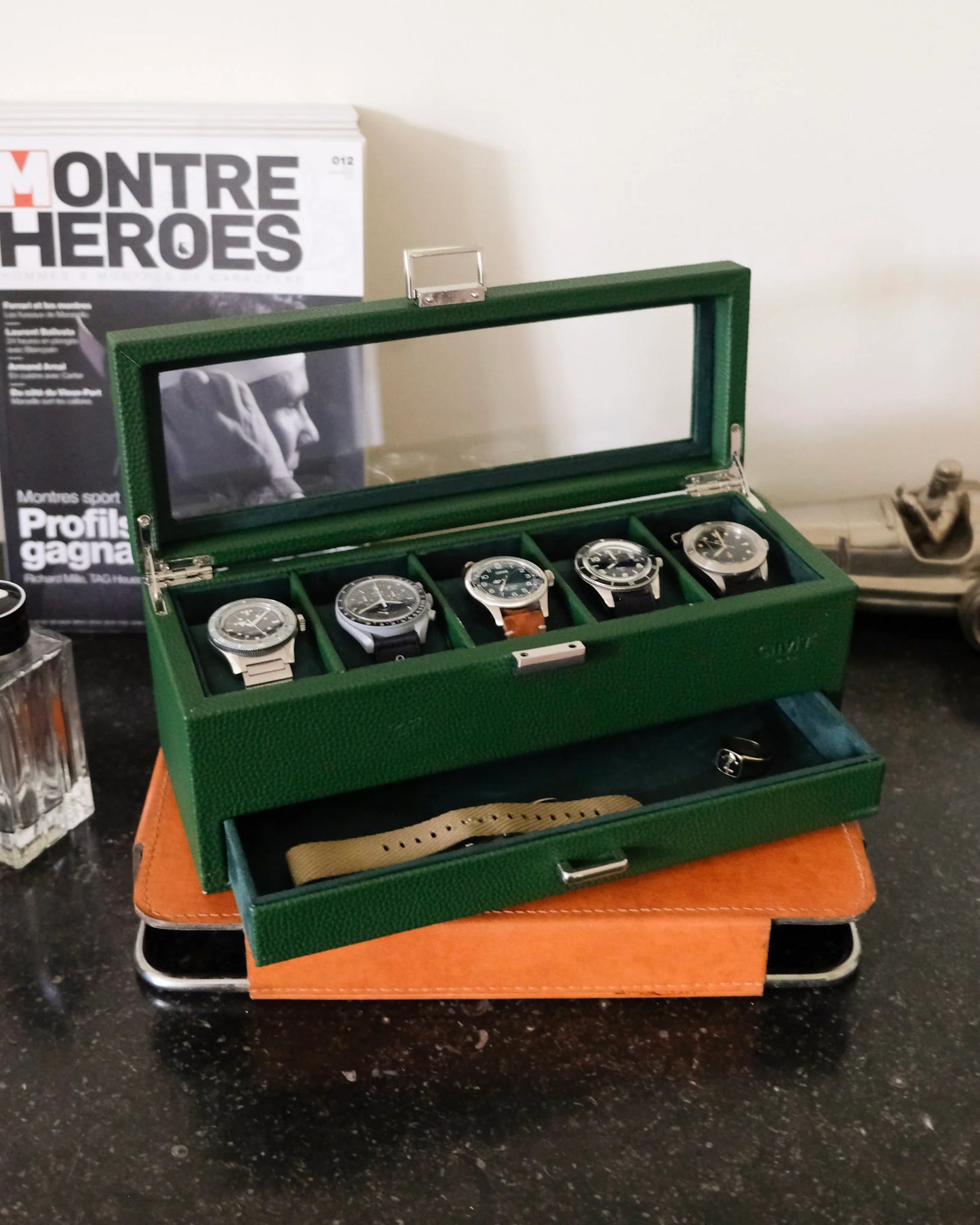 GMT - Boîte à montres Jean 5 emplacements + tiroir