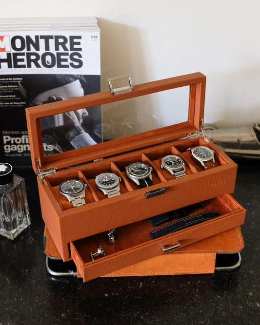 GMT - Boîte à montres Jean 5 emplacements + tiroir