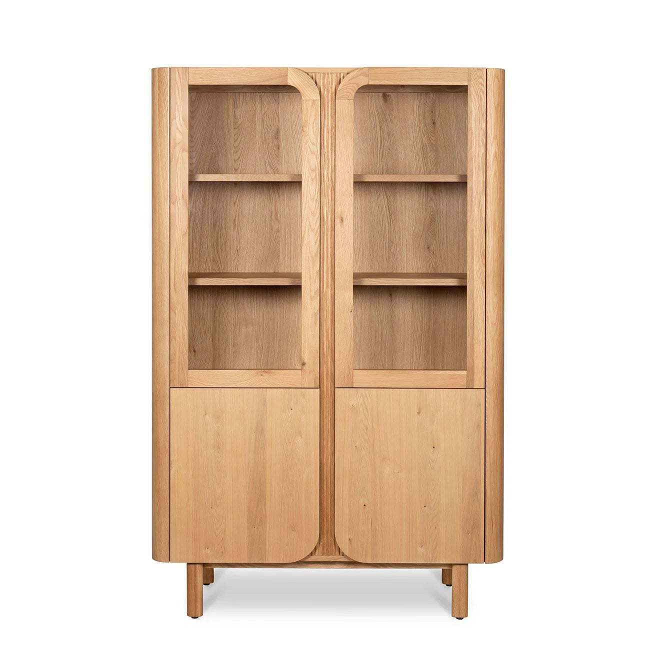Vitrine 4 portes 2 en verre et 2 en bois
