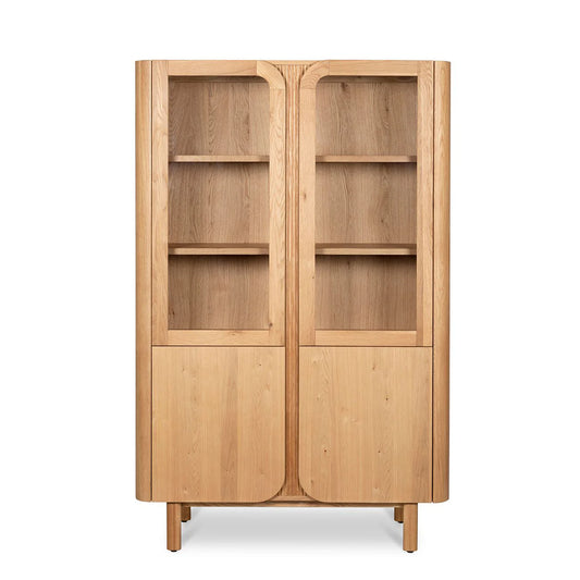 Vitrine 4 portes 2 en verre et 2 en bois